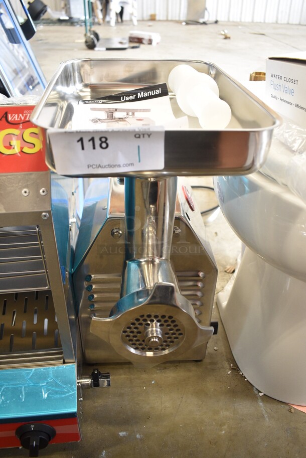 BRAND NEW SCRATCH AND DENT! Avantco 177MG22R Stainless Steel Commercial Countertop #22 Meat Grinder with Reverse Function. 110 Volts, 1 Phase. Tested and Working! - Image 2 of 8