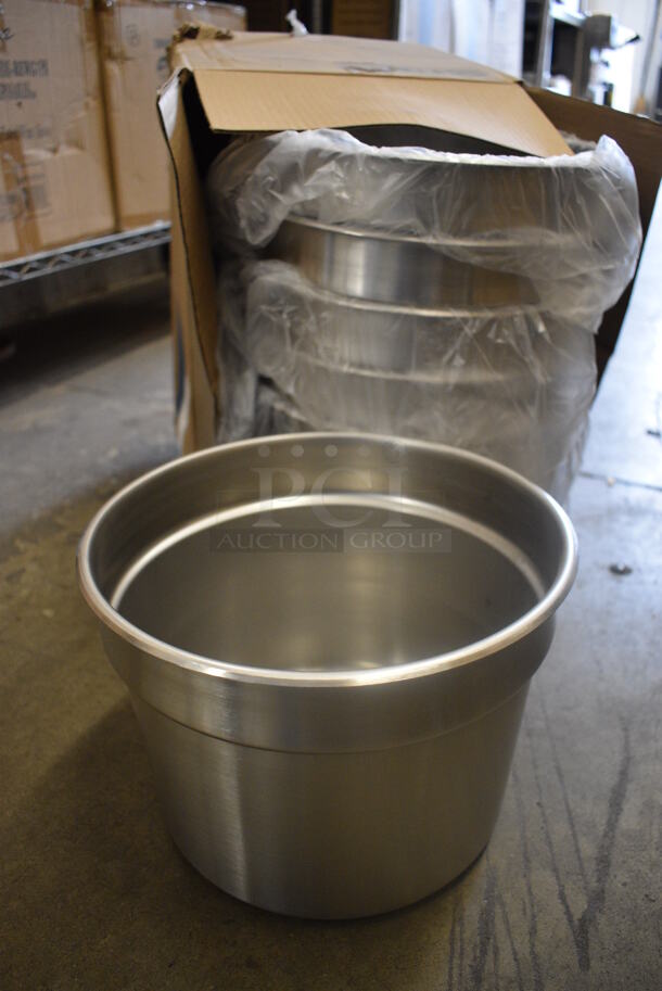 6 BRAND NEW IN BOX! Vollrath 78204 Stainless Steel Cylindrical 11 Quart Vegetable Inset. 11x11x8.5. 6 Times Your Bid!