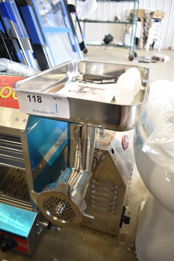 BRAND NEW SCRATCH AND DENT! Avantco 177MG22R Stainless Steel Commercial Countertop #22 Meat Grinder with Reverse Function. 110 Volts, 1 Phase. Tested and Working! - Image 3 of 8