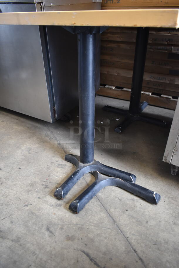 2 Dining Height Tables on Black Metal Table Bases. 2 Times Your Bid! - Image 2 of 4