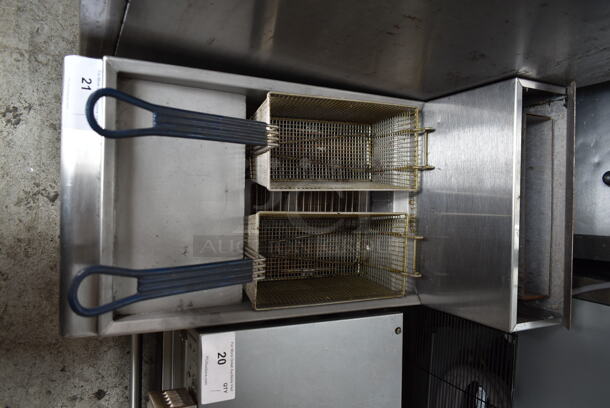 Imperial IFST-25 Stainless Steel Commercial Countertop Propane Gas Powered Deep Fat Fryer w/ 2 Metal Fry Baskets. 55,000 BTU.  - Image 2 of 8