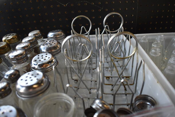 ALL ONE MONEY! Lot of Various Metal Jelly Holders, Poly Seasoning Shakers and Salt Shakers in Poly Bin! - Image 3 of 5