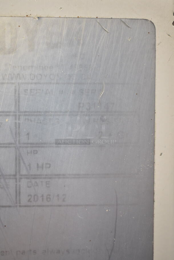 2016 Doyon A620 Metal Commercial Floor Style Reversible Dough Sheeter on Commercial Casters. 1 Phase. Tested and Powers On But Parts Do Not Move
 - Image 9 of 9