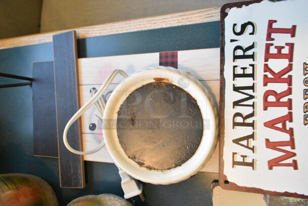 Wall Mount Table w/ Contents Including Vases, Clock and Decor. BUYER MUST REMOVE: Bring Tools and Manpower Needed To Remove This Item. (booth room)  - Image 9 of 11