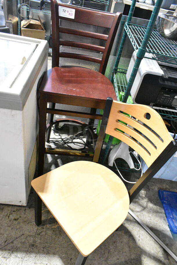 2 BRAND NEW SCRATCH AND DENT! Chairs; Wooden Bar Height and Wooden and Metal Dining Height. 2 Times Your Bid!  - Image 1 of 6