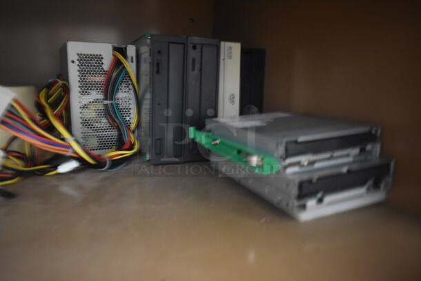 Tan Metal 2 Door Cabinet w/ Contents Including Panasonic Commercial Electric Stapler and Tools on Commercial Casters. - Image 5 of 12