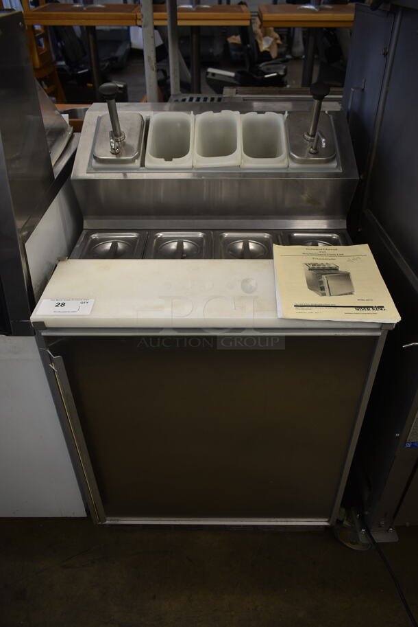 Silver King SKF2A Stainless Steel Commercial Prep Table w/ 5 Poly Drop Ins, 2 Pump Lids, 4 Stainless Steel 1/6 Size Drop Ins and 4 Lids. 115 Volts, 1 Phase. Tested and Working! - Image 1 of 4