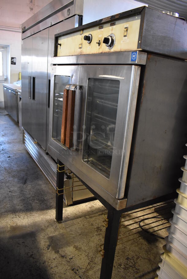 Stainless Steel Commercial Electric Powered Full Size Convection Oven w/ View Through Doors and Metal Oven Racks on Metal Legs. 230 Volts. 36x32x62 - Image 4 of 8