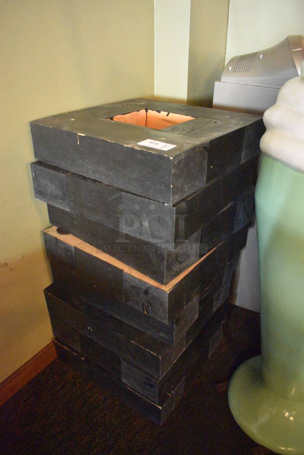 ALL ONE MONEY! Lot of 8 Black Wooden Stands. BUYER MUST REMOVE. 24x24x5.5. (Susquehanna Ale House) - Image 1 of 2
