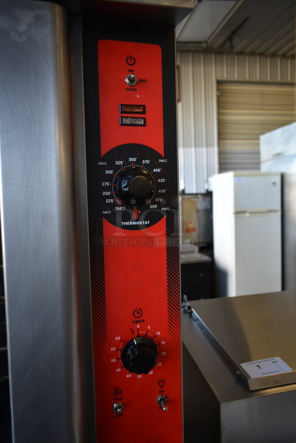 2 LIKE NEW! Vulcan VC4ED Stainless Steel Commercial Electric Powered Full Size Convection Ovens w/ View Through Doors, Metal Oven Racks and Thermostatic Controls. 208 Volts, 3/1 Phase. 2 Times Your Bid! - Image 5 of 11