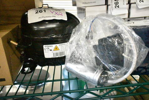 2 BRAND NEW SCRATCH AND DENT! Items Including Embraco EM2X3117U Motor and Piece. 2 Times Your Bid! 