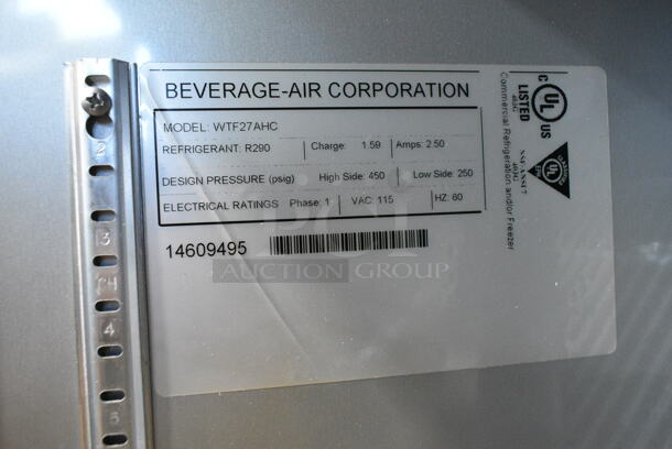 BRAND NEW SCRATCH AND DENT! Beverage Air WTF27AHC Stainless Steel Commercial Single Door Undercounter Freezer. 115 Volts, 1 Phase. Tested and Working! - Image 7 of 7