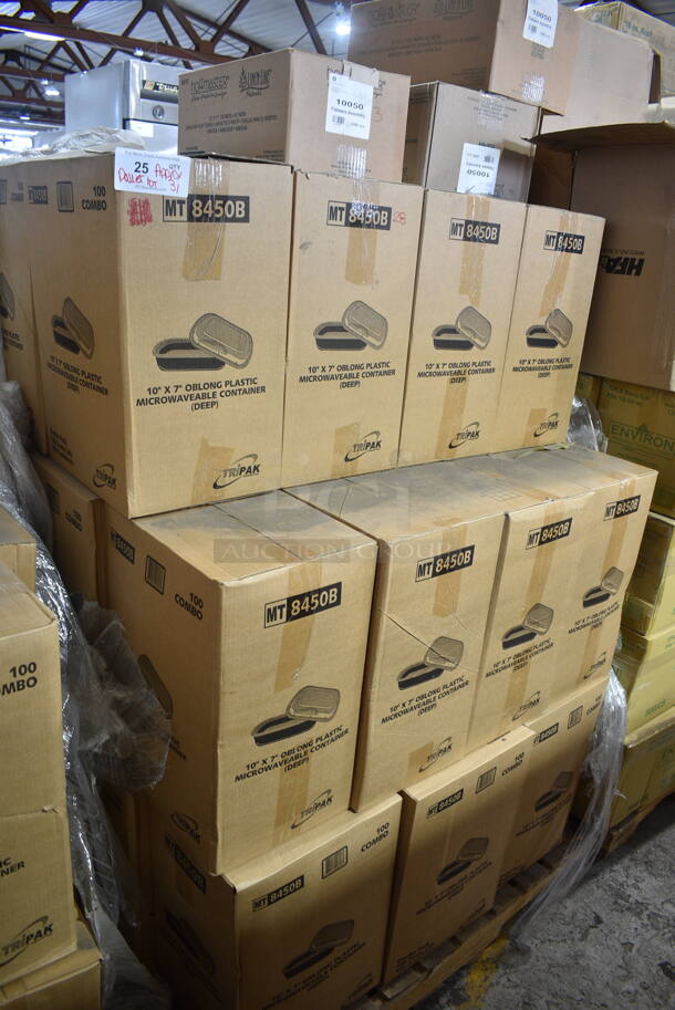 PALLET LOT of  31 BRAND NEW Boxes of TriPak MT8450B 10"x7" Oblong Plastic Microwaveable Container. 31 Times Your Bid! - Image 1 of 3