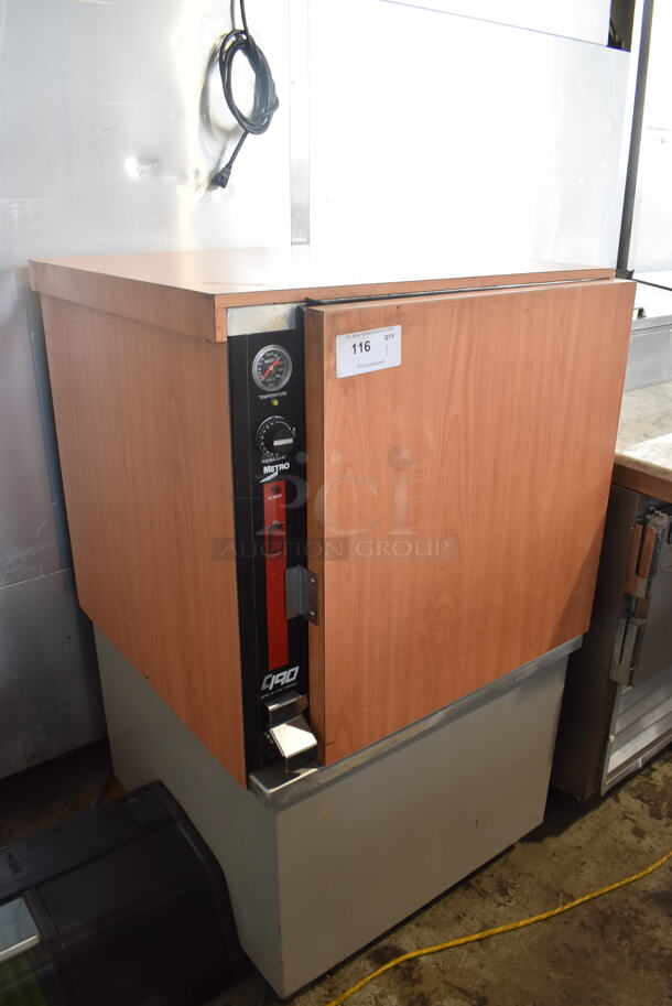 Metro C190 Heated Holding Transport Cabinet in Faux Wood Finish With Steel Shelving Racks on Commercial Casters. 120V Tested And Working - Image 2 of 6