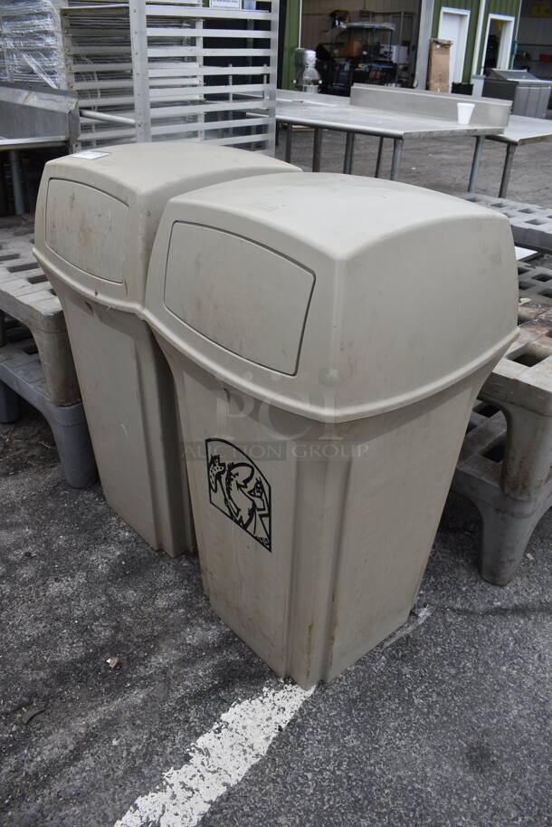 2 Rubbermaid Tan Poly Trash Cans. 21x21x40. 2 Times Your Bid! - Image 2 of 4