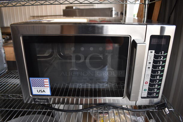 BRAND NEW SCRATCH AND DENT! 2022 Amana Model RCS10TS Stainless Steel Commercial Countertop Microwave Oven. 120 Volts, 1 Phase. 22x16x13.5