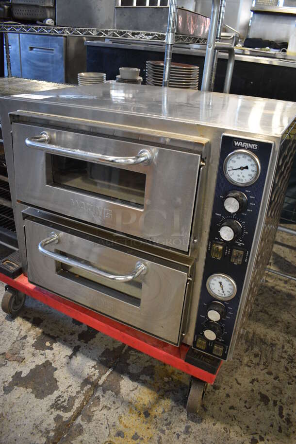 Waring WPO750 Stainless Steel Commercial Countertop Electric Powered Double Deck Oven. 240 Volts. 27x25x22 - Image 2 of 8