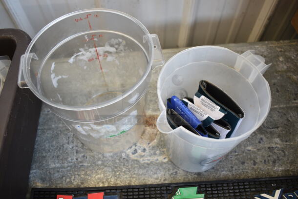 ALL ONE MONEY! Lot of Various Items Including Bar Mats, Glass Cleaner and Funnel in Brown Bus Bin - Image 4 of 4