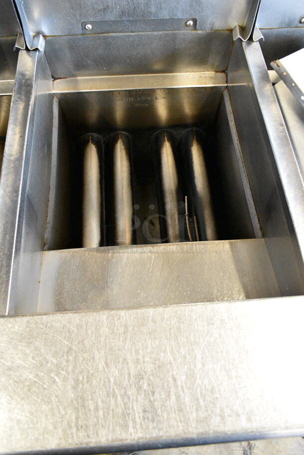 Pitco Frialator SGH50 Stainless Steel Commercial Floor Style Natural Gas Powered Deep Fat Fryer on Commercial Casters. 80,000 BTU.  - Image 6 of 10
