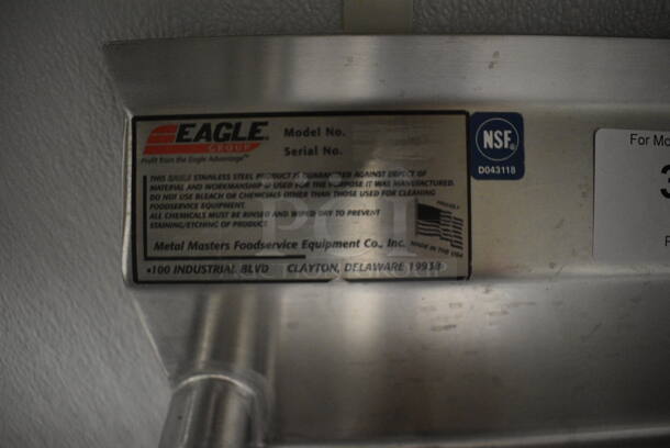 Eagle Stainless Steel Commercial Left Side Clean Side Dishwasher Table w/ Under Shelf and Dish Caddies. 96x30x44.5 BUYER MUST REMOVE. (kitchen)   - Image 5 of 6