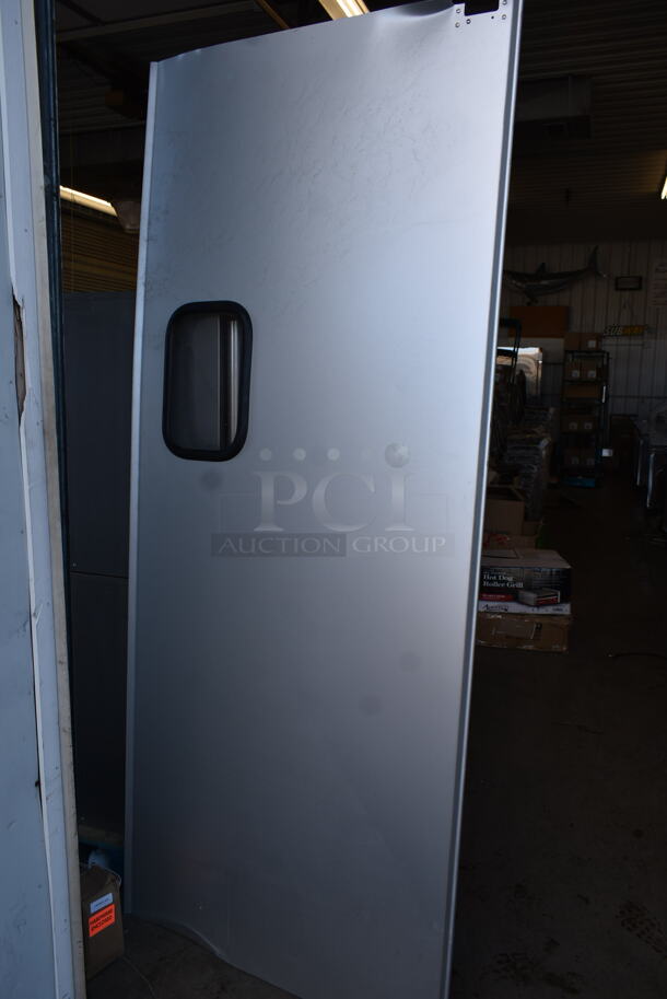 BRAND NEW SCRATCH AND DENT! Metal Commercial Swinging Kitchen Door w/ Box of Hardware. - Image 5 of 6
