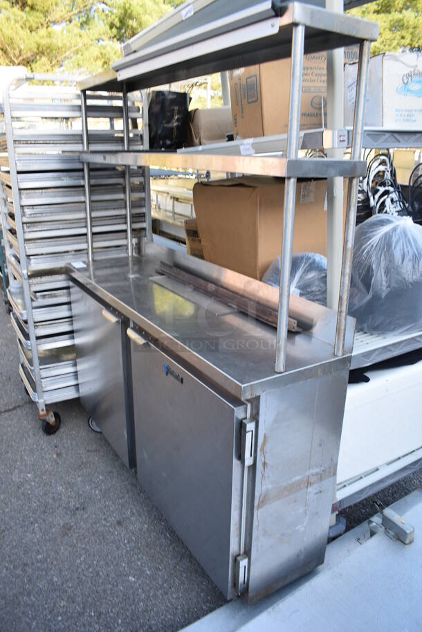 CustomCool Stainless Steel Commercial Table w/ 2 Doors, 2 Over Shelves and Order Holding Rod on Commercial Casters. 59x15x69 - Image 2 of 6