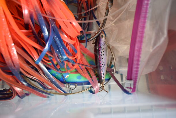 ALL ONE MONEY! Bin of Various Items Including Fishing Line and Fishing Lures - Image 6 of 8