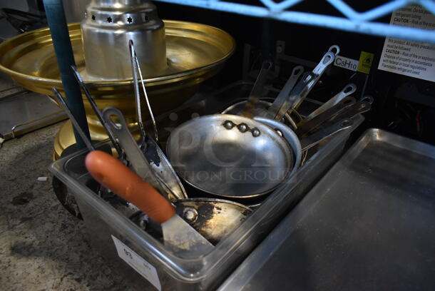 ALL ONE MONEY! Lot of Various Items Including Metal Skillets in Clear Poly Bin - Image 2 of 4