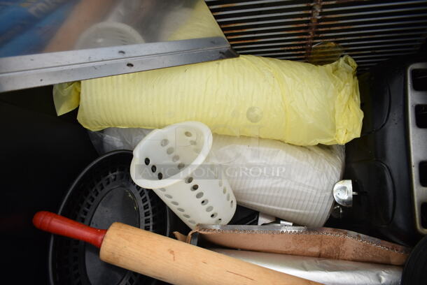 ALL ONE MONEY! Lot of Various Items Including Trash Can Bags, Poly Bin and Rack - Image 5 of 10