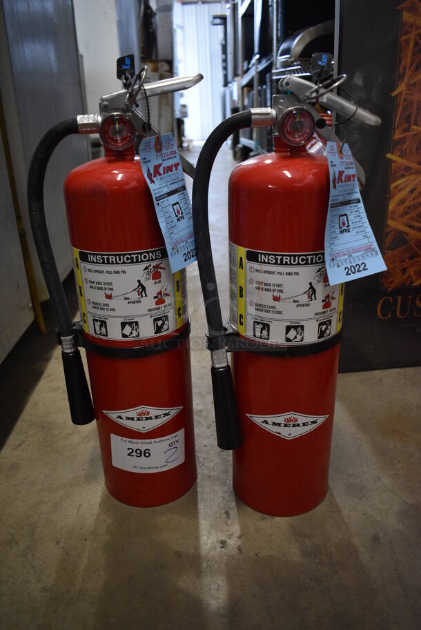 2 Amerex Fire Extinguishers. 6x6x20. 2 Times Your Bid! 