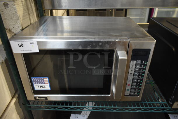 2021 Amana RCS10TS Stainless Steel Commercial Countertop Microwave Oven. 120 Volts, 1 Phase.  - Image 1 of 5