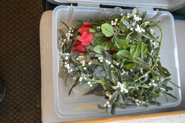 Wall Mount Table w/ Contents Including Spring/Summer Floral Decor. BUYER MUST REMOVE: Bring Tools and Manpower Needed To Remove This Item. (booth room)  - Image 2 of 9