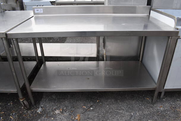 Stainless Steel Commercial Table w/ Back Splash and Under Shelf. 60x30x41