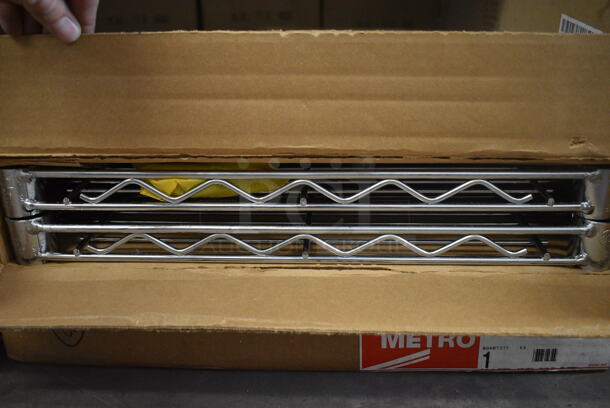ALL ONE MONEY! Lot of 4 BRAND NEW IN BOX! Metro Chrome Finish Wire Shelves. 36x18x1.5