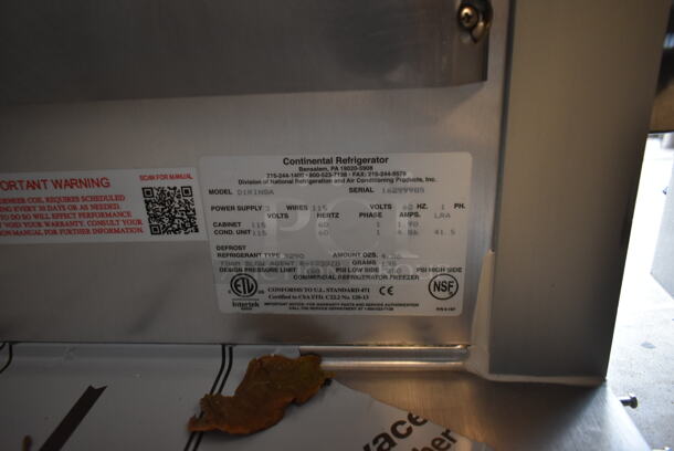 BRAND NEW SCRATCH AND DENT! 2022 Continental D1RINSA Stainless Steel Commercial Single Door Roll In Rack Cooler. 115 Volts, 1 Phase. Tested and Working! - Image 5 of 6