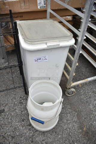 White Poly Ingredient Bin w/ White Poly Ice Bucket. 