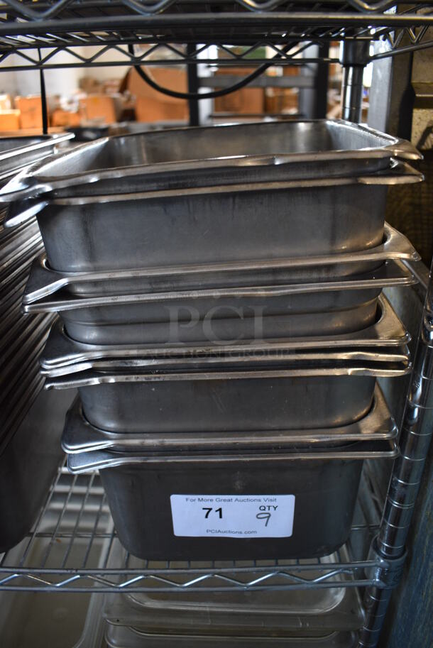 9 Stainless Steel 1/2 Size Drop In Bins. 1/2x6. 9 Times Your Bid!