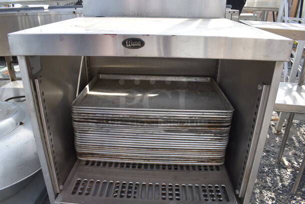 ALL ONE MONEY! Randell Open Base Utility Stand Stainless Steel Countertop w/ Undershelf and Lot of Baking Pans - Image 4 of 5