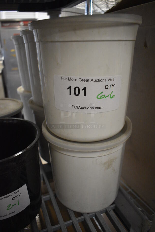 6 White Poly Containers w/ Lids. 7x7x7. 6 Times Your Bid! - Image 3 of 3