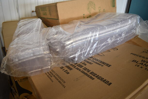 PALLET LOT of 22 BRAND NEW Boxes Including 2 Box 129MCS16B Choice 16 oz. Black 8" x 5 1/4" x 1 1/2" Rectangular Microwavable Heavy Weight Container with Lid - 150/Case, 395TO661 Ecochoice compostable Sugarcane Takeout, 2 Box 612558L Choice 8 1/8" Round Foil-Laminated Board Lid - 500/Case, 130WFORKWP Choice Individually Wrapped Medium Weight White Plastic Fork - 1000/Case, 500CC16HW Choice Heavy Weight 16 oz. Clear Plastic Cold Cup - 1000/Case, 433LSLCPIE Choice 5" Clear Hinged Slice Container with Low Dome Lid, Dart C57PST1 ClearSeal Hinged Lid Plastic Container 6" x 5 13/16" x 3" - 500/Case, Dart 60HT1 White Foam Hinged Lid Container 6" x 6" x 3" - 500/Case, 500CC12 Choice Clear PET Customizable Plastic Cold Cup - 12 oz. - 1000/Case, 433LSLCPIE Choice 5" Clear Hinged Slice Container with Low Dome Lid, Dart 12BWWCR Concorde 10-12 oz. White Non-Laminated Round Foam Bowl - 1000/Case. 22 Times Your Bid!  - Image 10 of 12