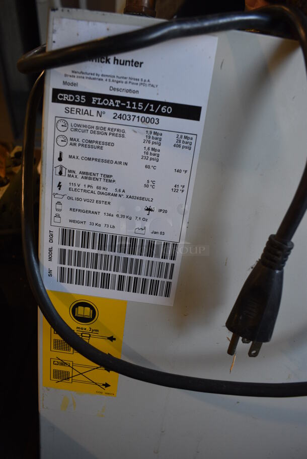 Domnick Hunter CRD35 Metal Compressed Refrigerated Air Dryer Float. 115 Volts, 1 Phase. 11.5x24x27 - Image 5 of 5