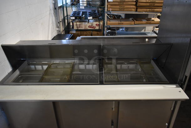 Beverage Air SP72-30M Stainless Steel Commercial Sandwich Salad Prep Table Bain Marie Mega Top on Commercial Casters. 115 Volts, 1 Phase. Tested and Working! - Image 3 of 9