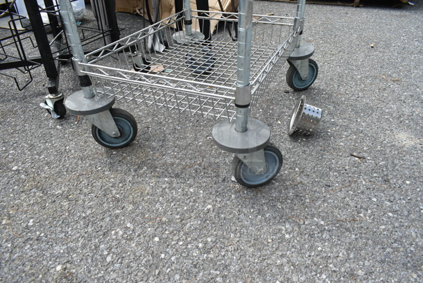 Chrome Finish 4 Tier Wire Shelving Unit on Commercial Casters.  - Image 3 of 3
