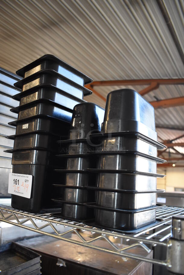 ALL ONE MONEY! Lot of 7 Cambro Black Poly 1/6 Size Drop In Bins and 12 Cambro Black Poly 1/9 Size Drop In Bins. 1/6x6, 1/9x4 - Image 2 of 3