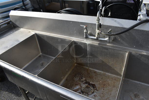 Stainless Steel Commercial 3 Bay Sink w/ Dual Drain Boards and Handles. 98x27x40. Bays 20x20x12. Drain Boards 19x24x1 - Image 4 of 6