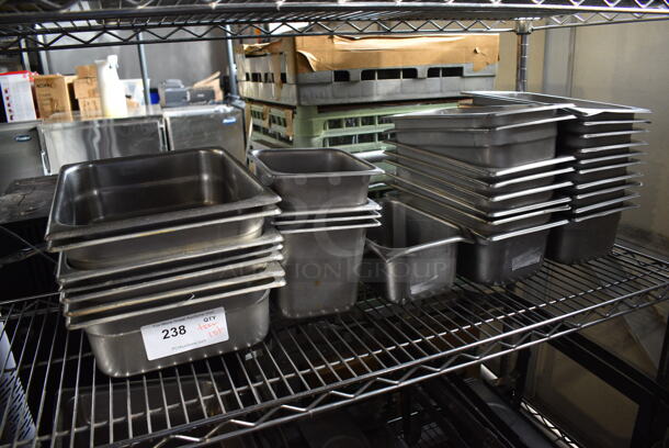 ALL ONE MONEY! Tier Lot of Various Stainless Steel Drop In Bins; 7 Half Size, 4 1/6 Size, 18 1/3 Size