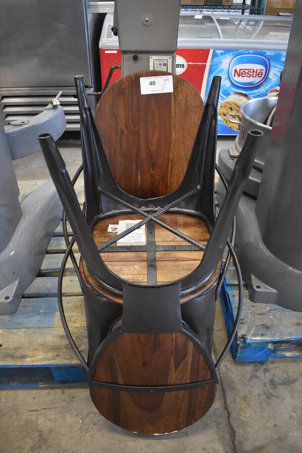 2 Wooden Dining Chairs on Metal Frame. 24x18x36. 2 Times Your Bid! - Image 6 of 6