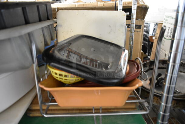 ALL ONE MONEY! Lot of 2 Tier Lot of Various Items Including Poly Silverware Bins, Food Baskets, Towel Dispenser, Stainless Steel Drop In Bins - Image 4 of 12