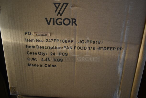 14 Boxes of 24 BRAND NEW IN BOX! Vigor 247FP166PP 1/6 Size 6" Deep Translucent Polypropylene Food Pan. 14 Times Your Bid! - Image 3 of 3