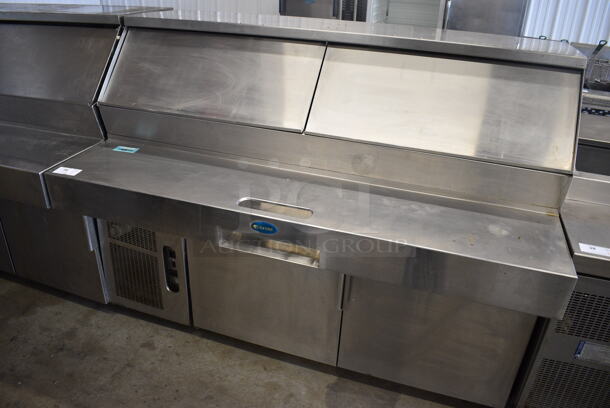 Randell Model PH72E3 Stainless Steel Commercial Sandwich Salad Prep Table Bain Marie Mega Top w/ 2 Doors on Commercial Casters. 72x41.5x55. Tested and Powers On But Does Not Get Cold - Image 2 of 7